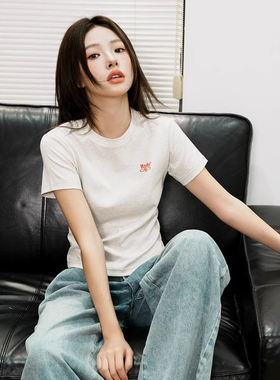 Shameless丨RPB BRAND 正肩显瘦修身刺绣logo短袖简约百搭短款T恤