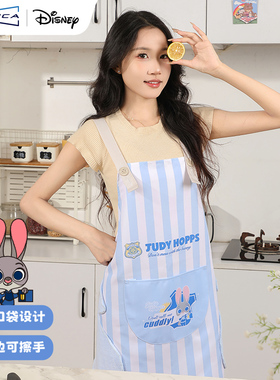 时尚卡通围裙防水防油厨房工作服男女通用牛津布围腰