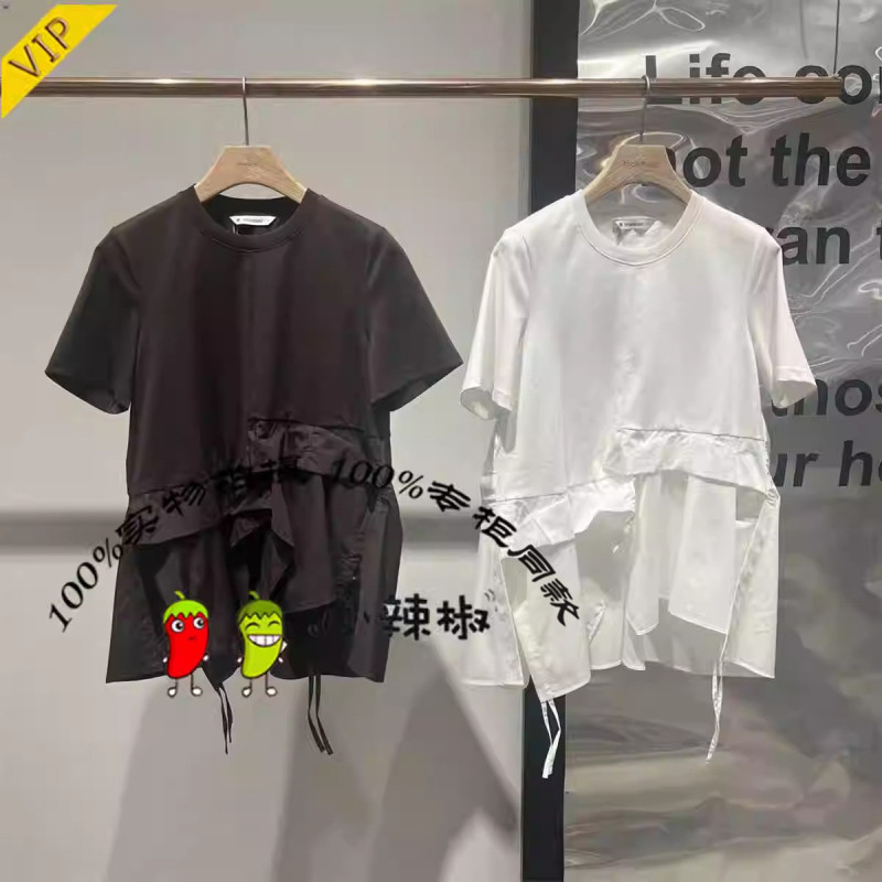 衣播2024秋季新款圆领不规则别致短袖上衣T恤BDR3YD1765边境无语