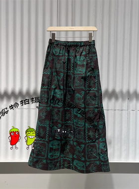 播女2024春季新款倪妮同款国风印花半身裙a字裙BDR1BD0057归莲