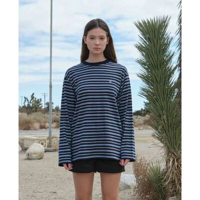 2026春季新款韩国设计师low cl*ssic休闲宽松撞色条纹T恤