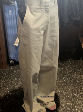 预 2024秋季新款韩国设计师smo*thmood摩登压褶纯棉直筒休闲裤