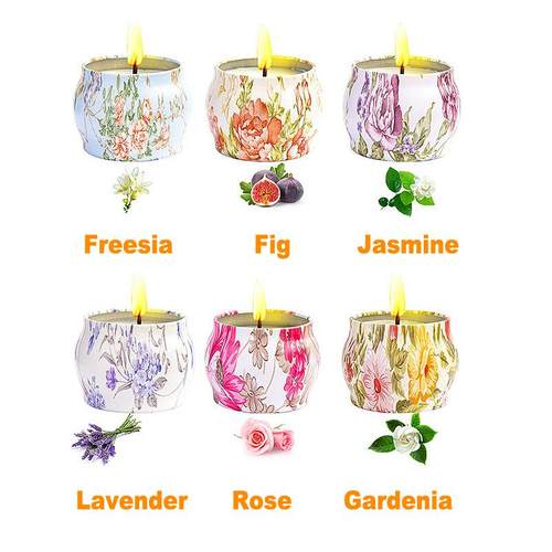 6Pcs Scented candles natural Soy Wax Christmas Essential oil