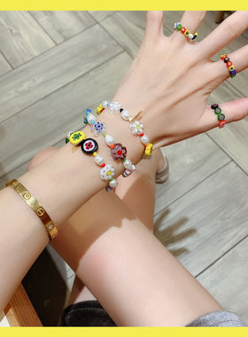 green新千花花朵天然手链