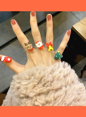 GREEN 圣诞戒指独特日韩精致可爱