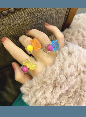 小熊戒指透明日韩GRENNXINP