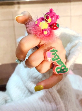 其他女草莓熊日韩日韩戒指