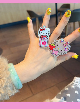 卡通Hello Kitty戒指女可爱动漫风指环戒指女