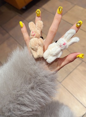卡通兔子个性绿色手工戒指戒指女