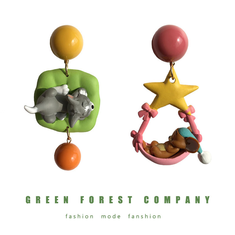 耳环银针绿森林亚克力女