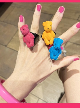 green新品韩国可爱小熊戒指