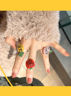 GREEN 新可爱小丑苹果戒指女日韩卡通