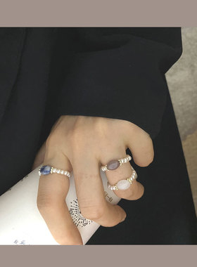 green新品精致珍珠原创设计戒指