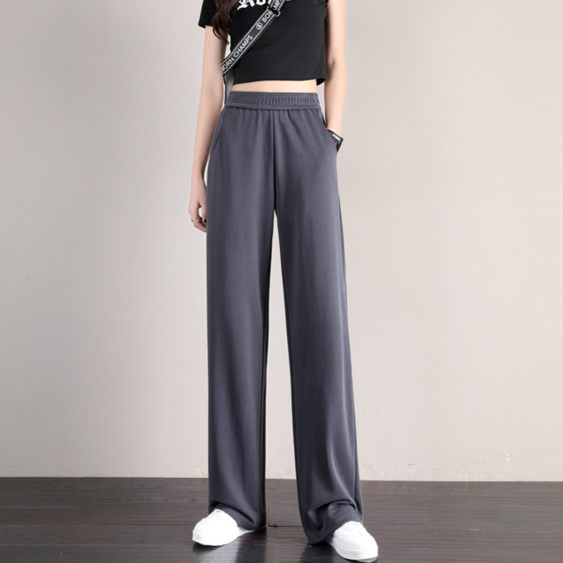 铜氨丝阔腿裤女高腰垂感夏季薄款直筒拖地裤加长运动休闲坠感女裤