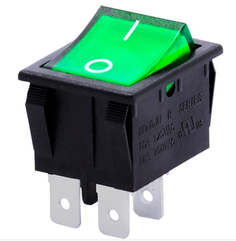 四脚两档翘板开关 带灯船型开关 红灯电源开关 绿灯电器开关28*22