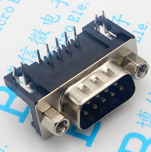 DR9 公头 DR-9 90度弯针/串口公座 RS232 9芯 DB9 卧式插板