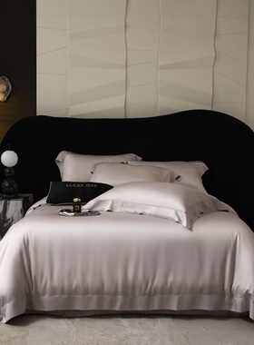 2025春夏轻奢兰精天丝四件套高级感灰紫色纯色现代简约家纺床品4