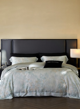 法式小清新100支天丝四件套2025夏季新款蓝色亲肤丝滑被床单床品4