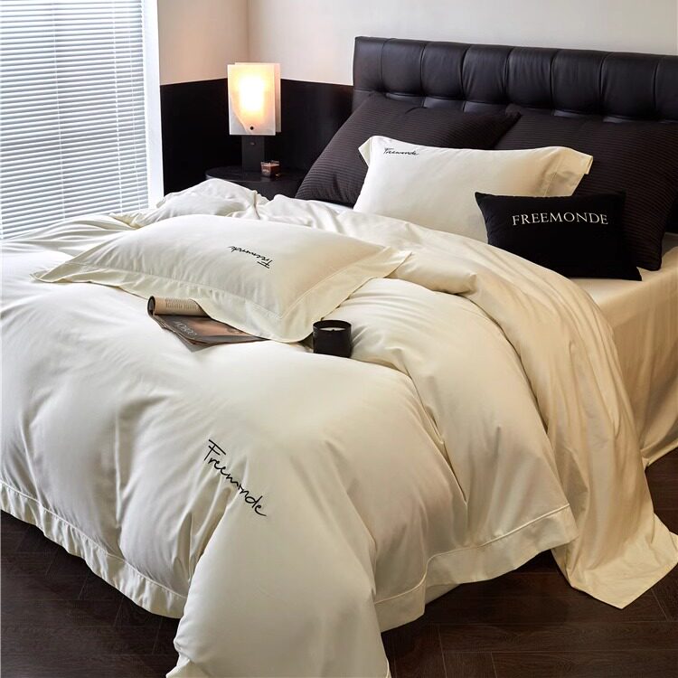 简约纯色酒店100支天丝棉磨毛秋冬保暖床上用品高级感全棉四件套
