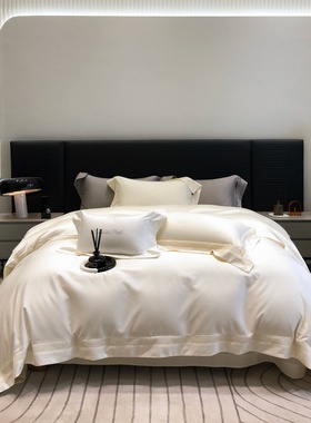 LOOPS LOVE轻奢高级感天丝棉磨毛四件套亲肤裸睡床上用品套件白色