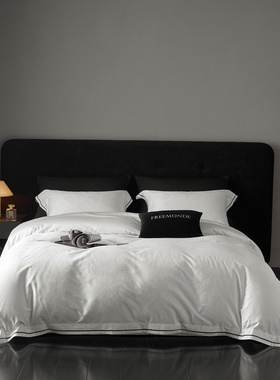 LOOPSLOVE高端轻奢140支长绒棉四件套高级提花亲肤白色床上用品