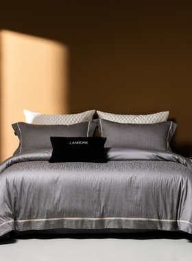 LOOPS  LOVE现代简约灰色纯棉四件套高端轻奢风床品套件舒适柔软4