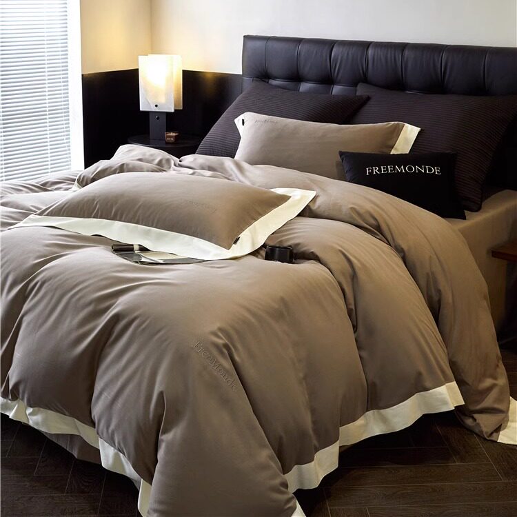 简约现代风纯色100支天丝棉秋冬保暖磨毛四件套 轻奢纯棉床上用品