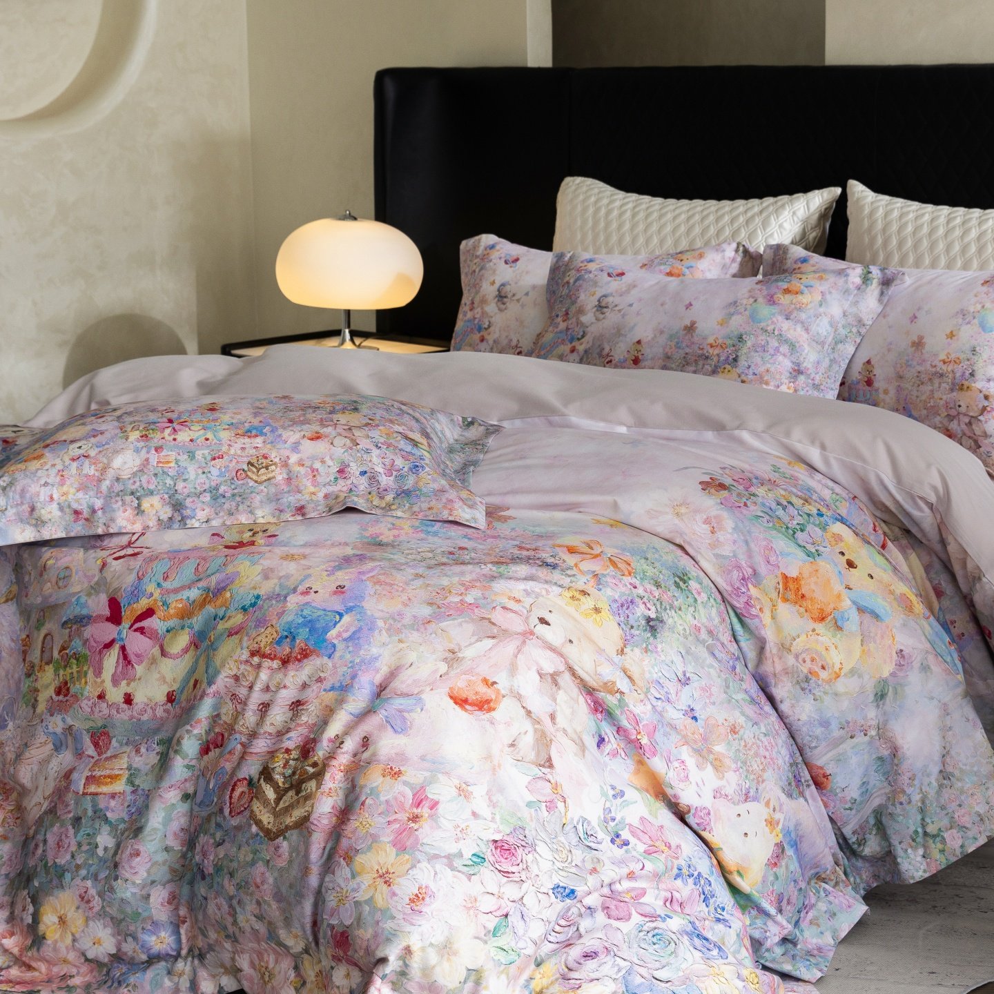 LOOPS LOVE轻奢高级感长绒棉印花磨毛四件套高档卡通床上用品套件