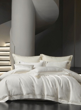 LOOPS LOVE高端轻奢160支海岛棉白色纯棉四件套高贵典雅床品套件4