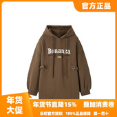 宽松直筒裙C2FAD4111 乐町休闲连帽卫衣裙秋冬新款 反季 清仓