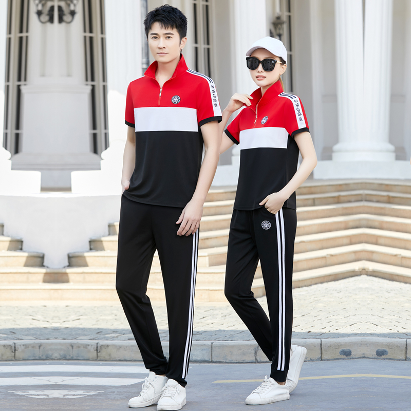 夏季薄款运动套装男冰丝休闲两件套2025新款团队情侣装女士跑步服