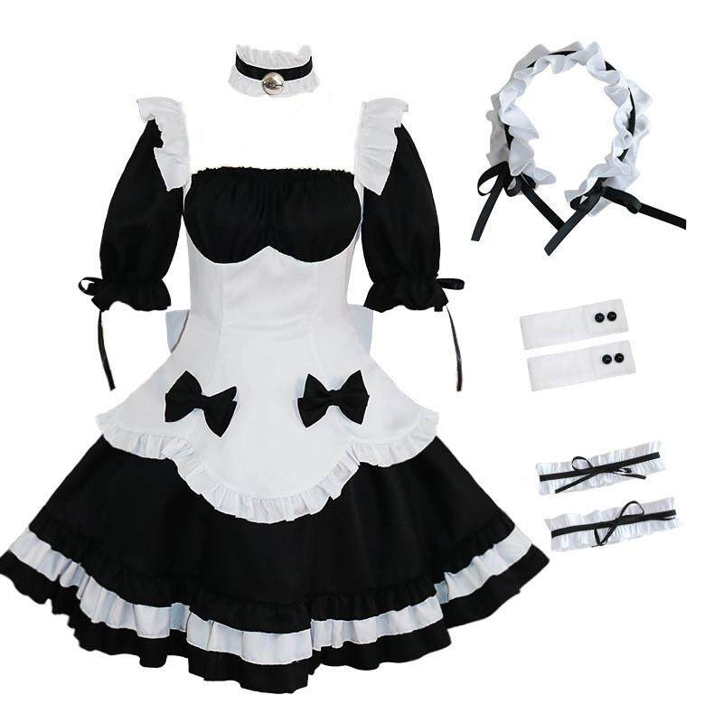 cosplay奇迹暖暖环游世界 黑白巧克力女仆装 lolita公主可爱套装