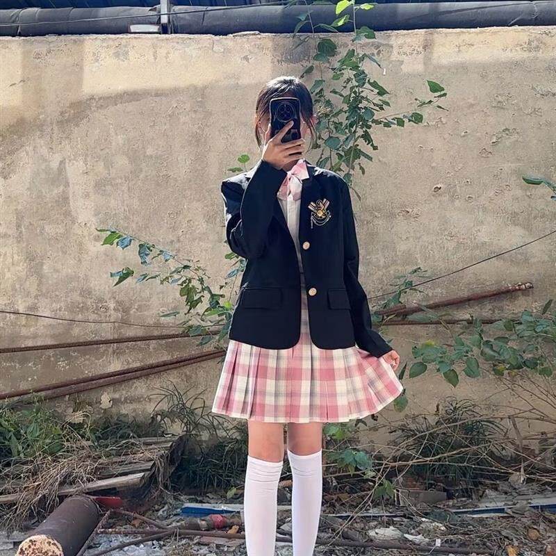 原创正版本佐中JK制服小椿格裙西装女校供感学院风西服班服套装