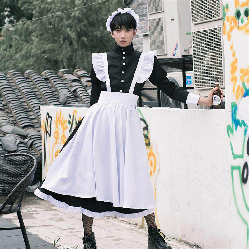 黑白色女仆女装套装大佬洛丽塔女佣可爱lolita连衣裙大码cosplay
