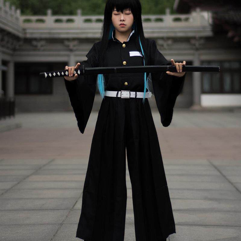速卖通鬼灭之刃鬼殺隊隊服霞柱时透无一郎cosplay服假发一件代发