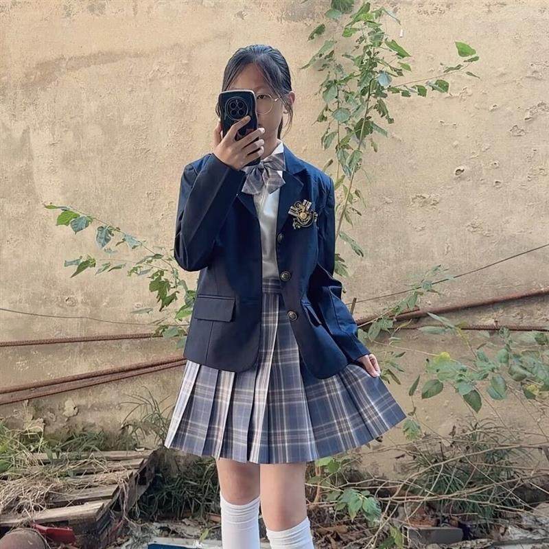 原创正版紫烟jk制服西装套装全套校供感学院风jk黑色西服外套秋冬