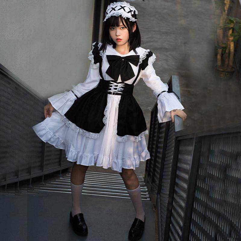女仆装cosplay 餐厅咖啡厅工作服长裙黑白女佣装聚会派对一件代发