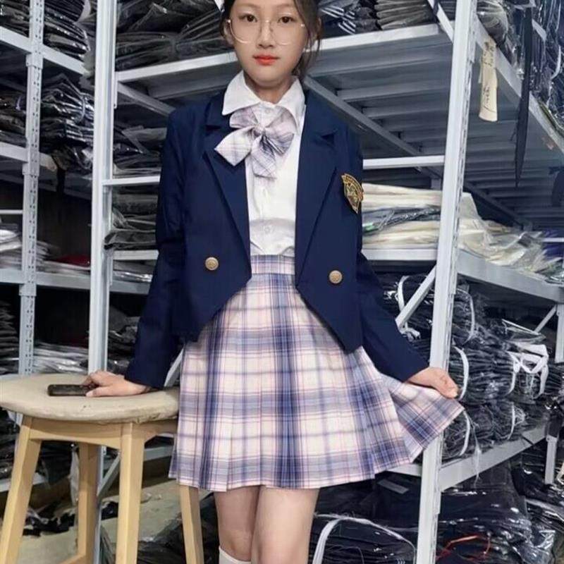 原创jk制服裙正版西装外套春秋季学院风校园西服套装穿搭三件套女