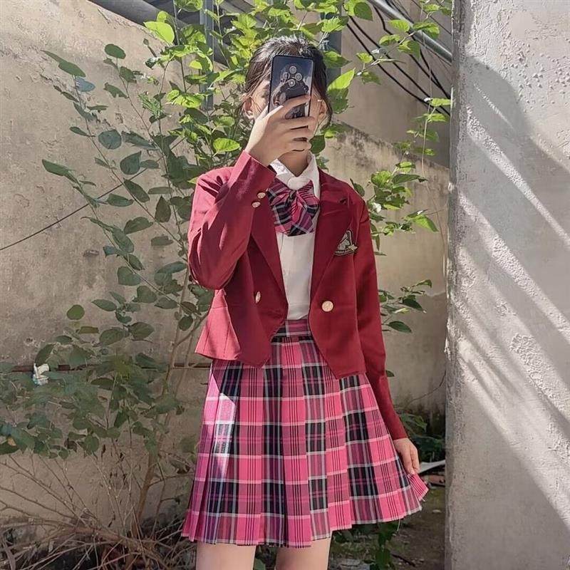 jk制服西装外套秋冬原创学院风校供感小个子西服小玫格裙套装日系