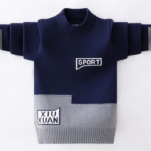 男童加绒韩版中大童毛衣秋冬