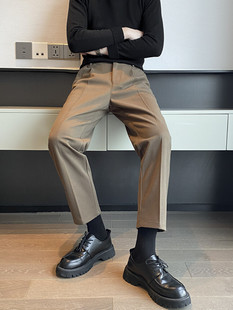 子加厚男士 半松紧九分长裤 直筒西装 轻熟风休闲裤 裤 秋冬保暖毛呢裤