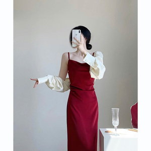 轻奢礼服连衣裙女秋季名媛套装新款时尚气质御姐盐系高级感两件套