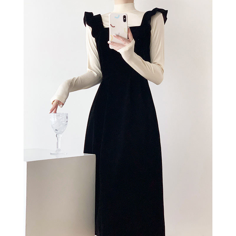 秋冬气质法式吊带裙两件套上衣