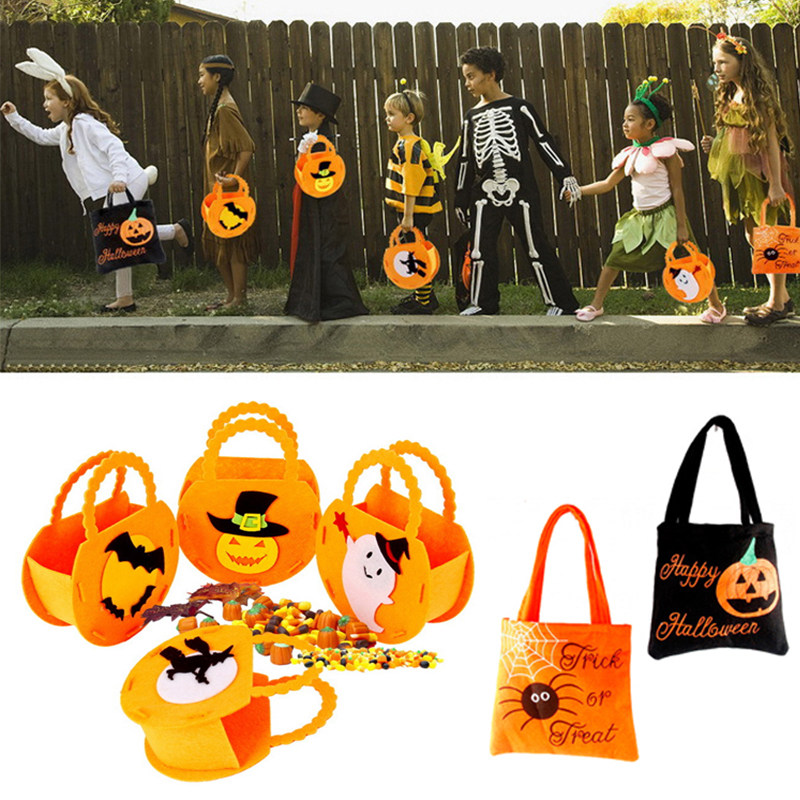 halloween foldable pumpkin bag candy gift portable basket