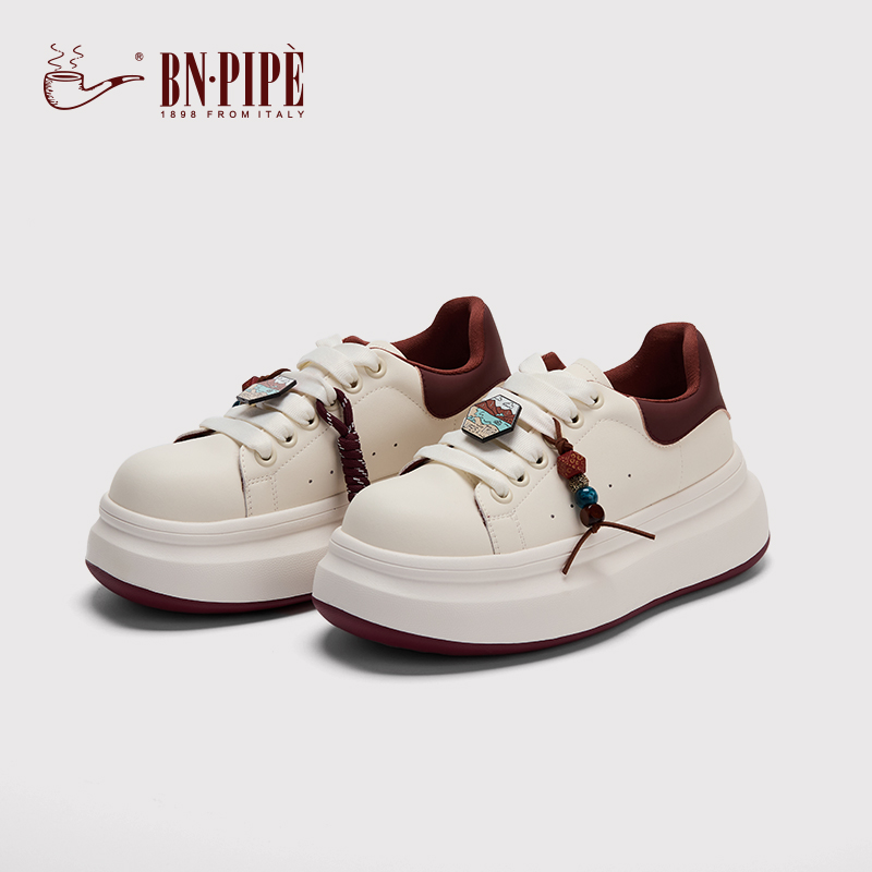 百年烟斗厚底增高面包小白鞋板鞋