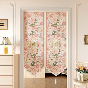 轻奢高级感新中式门帘仿棉绒2026新款免打孔全遮光卧室客厅隔断帘