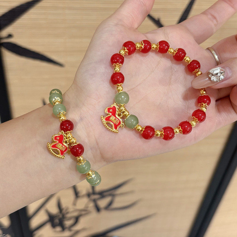 生肖马手链女款珠珠手工串珠本命年福马上有钱新年手绳过年礼物,饰品/流行首饰/时尚饰品新,小众木作,淘宝优惠券,粉丝福利购,淘宝优惠卷