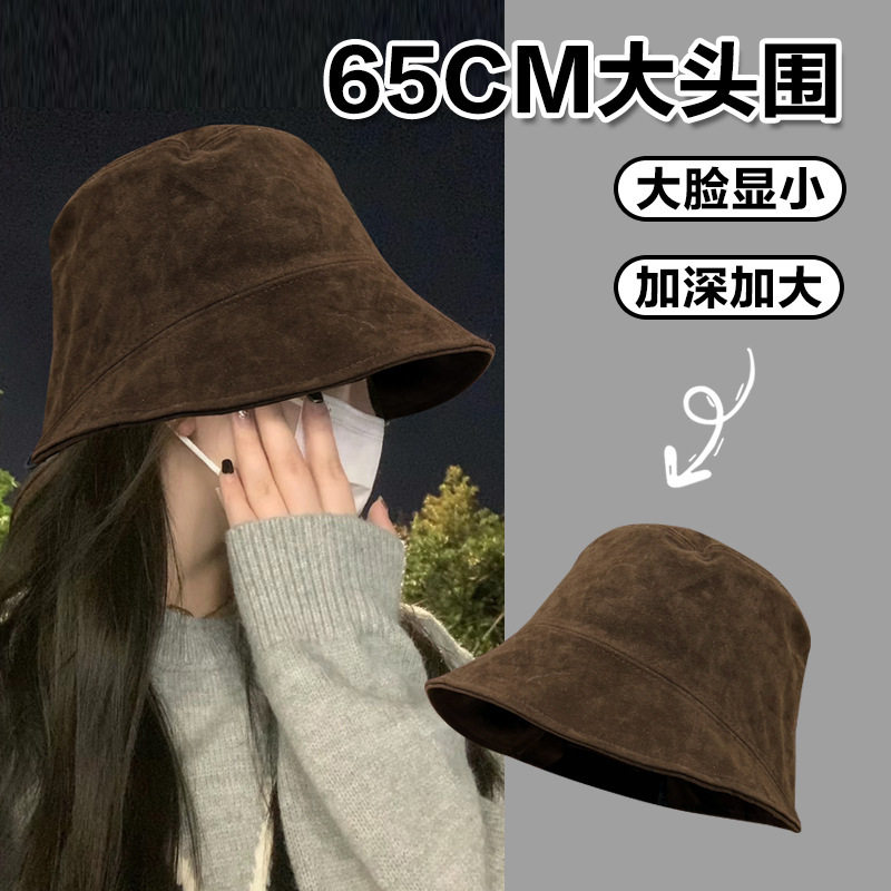 翻毛皮渔夫帽女秋冬大头围水桶帽
