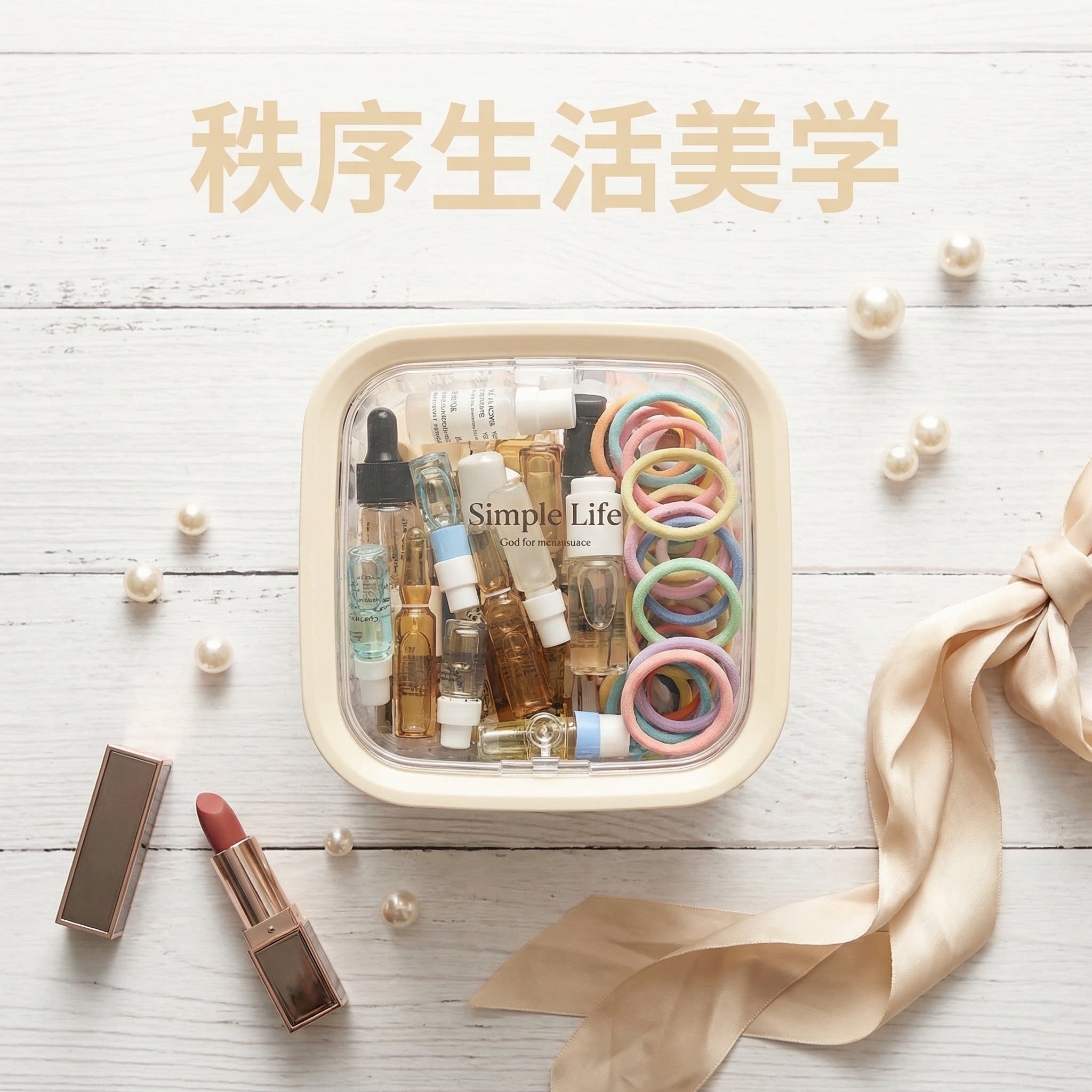 桌面小垃圾桶台面化妆品收纳盒小储物盒小型发饰办公桌女童口红