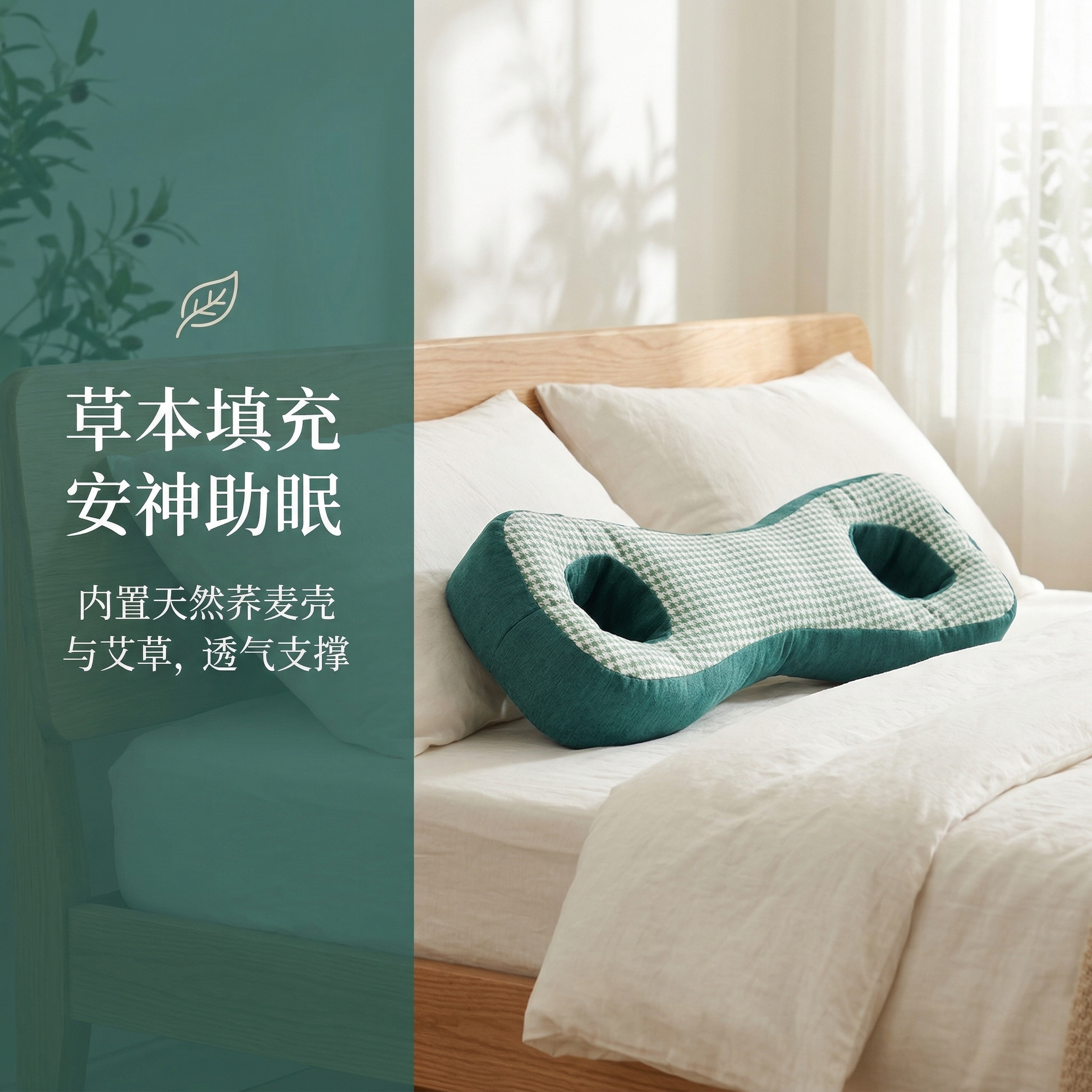 艾草枕头高质量睡眠侧睡护耳枕护颈椎专用男士耳洞荞麦2026新款